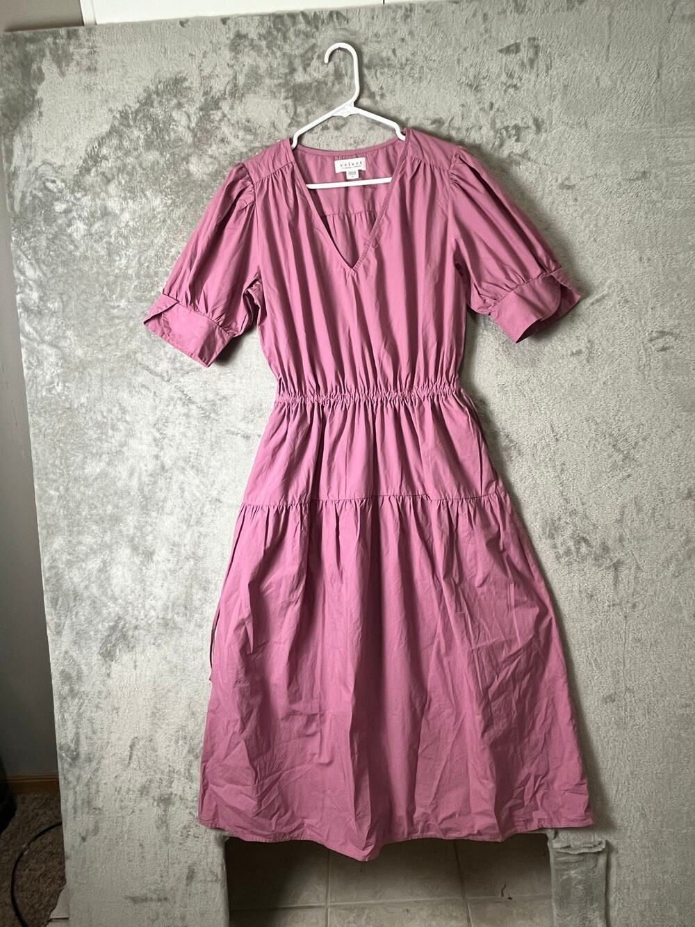 Velvet By Graham & Spencer Lianna Puff Sleeve Midi Dress Romantic Cottagecore M